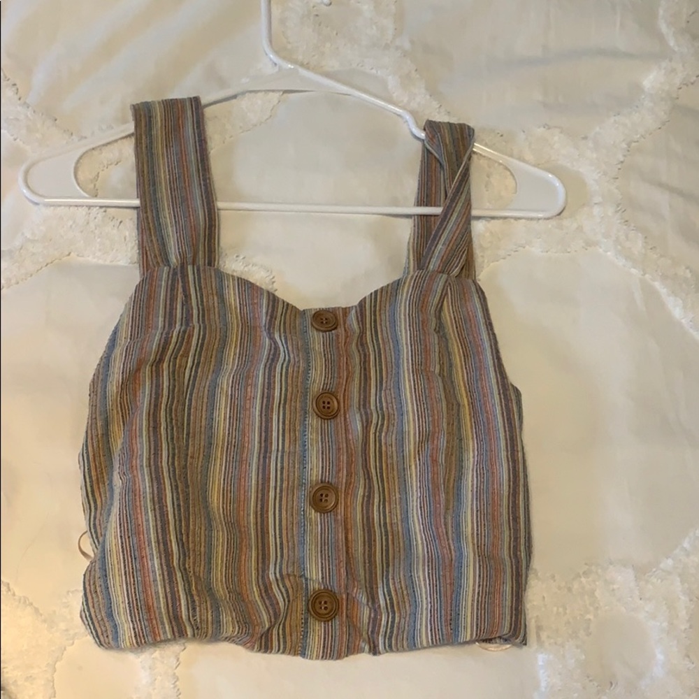 cute button up crop tank